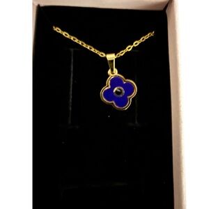 Clover Necklace charm Yellow Gold 16 inch